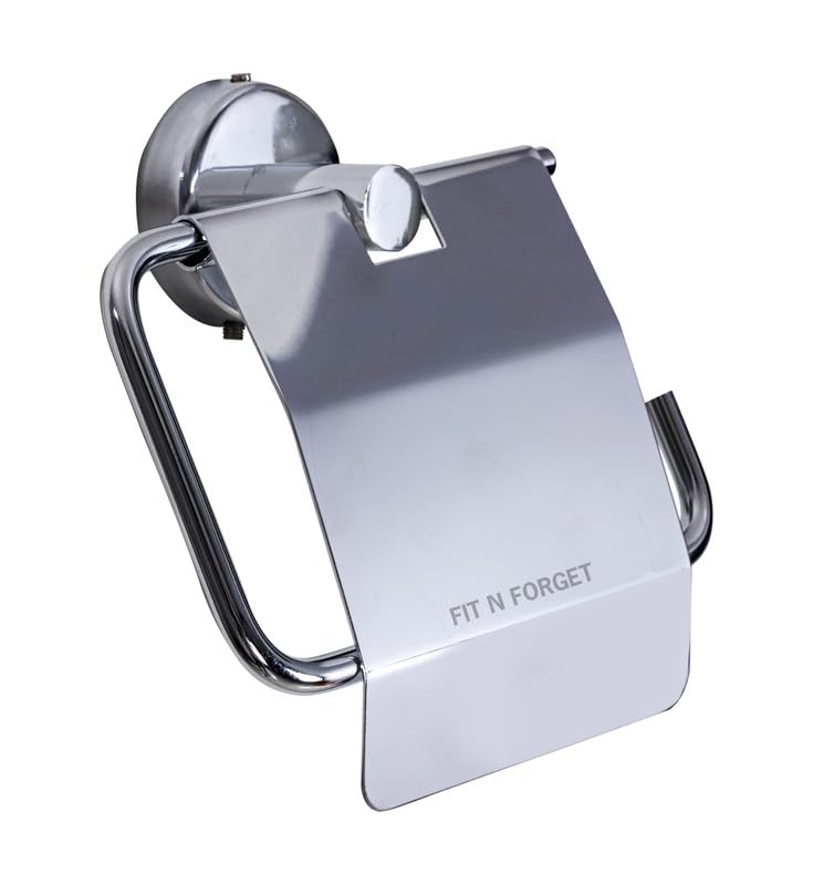 FIT N FORGET Premium 304 Grade Stainless Steel Toilet Paper Holder Tissue Roll Toilet Paper Roll Holder for Bathroom Wall-Mounted Bathroom Accessories(Chrome Finish) 3