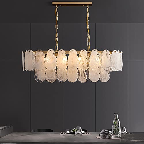 Image of LOVEDIMA Gold Multi-Tier Lantern Pendant Lighting,Cloud Glass Metal Kitchen Island Chandeliers Hanging Ceiling Light Fixtures