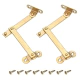Uxcell 2 Pcs Brass Lid Support Hinge, 3' x 2' Lid Stay Hinge for Cabinet, Gold Tone