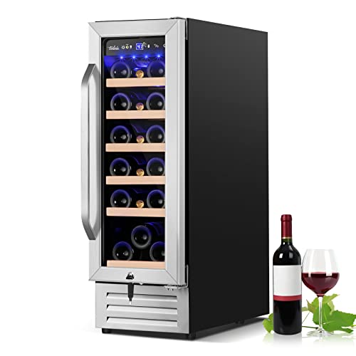 12 Inch Wine Cooler Refrigerator,Mini Wine Fridge 18 Bottle Capacity,Built-in or Freestanding Professional Wine Chiller with Quiet and Stable Temperat
