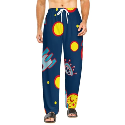 Bas de pyjama femme long avec poches Planète Fusée contre les nuits fraîches