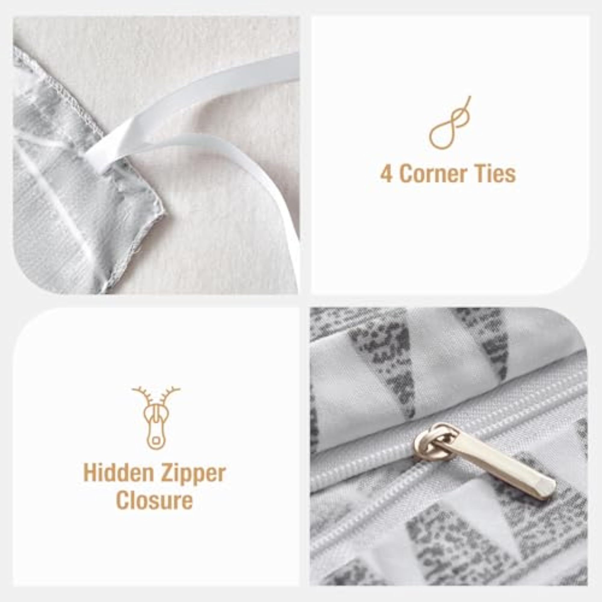 Chic Triangle Pattern Duvet Cover Set, 100% Washed Microfiber