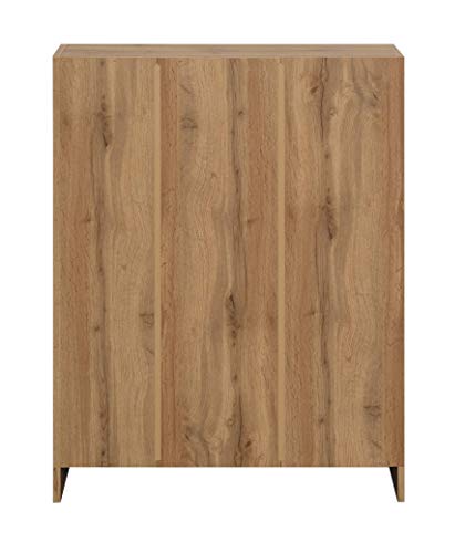Image of DeckUp Plank Muvo 3-Shelf Engineered Wood Book Shelf and Display Unit (Wotan Oak, Matte Finish)