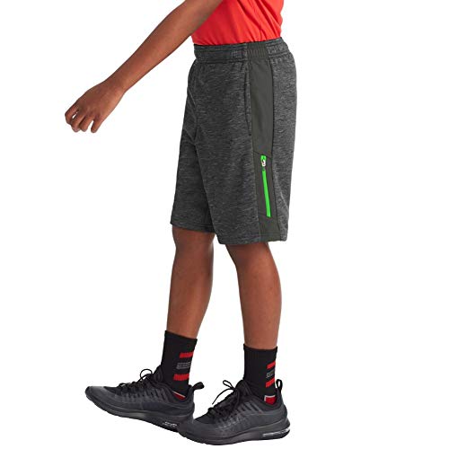 C9 Champion Boys' Tech Terry Woven Pieced Shorts, Ebony Heather/Charcoal, L3