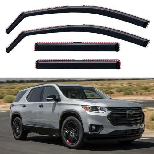 Image of in-Channel Window Visors Rain Guards for 2018-2023 Chevy Traverse, Window Vent Wind Deflectors Visors Shades for 18-23 Traverse