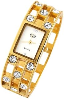 Qtqgoitem Gold-Tone Sparkling Bangle Ladies Quartz Watch Wht Dial (Model: d3a cf0 751 7b0 7f9)