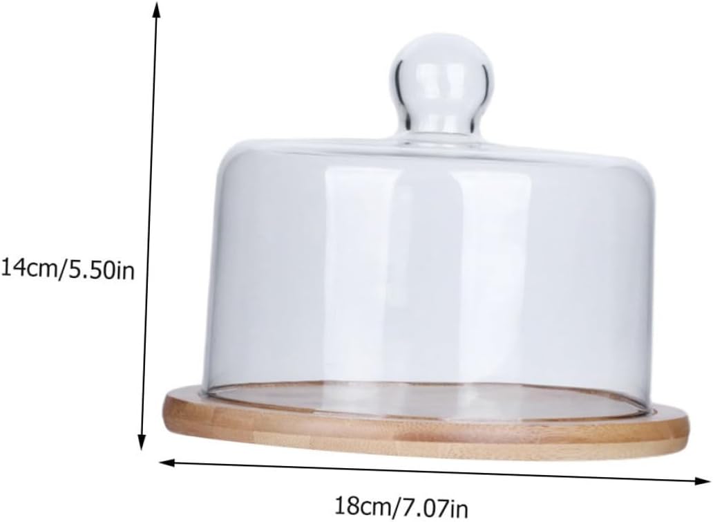 Lurrose Glass Cake Cover with Tray Large Dustproof Food Display Dome for Cakes, Pastries, and Desserts Suitable for Kitchen Serving and Party Presentations