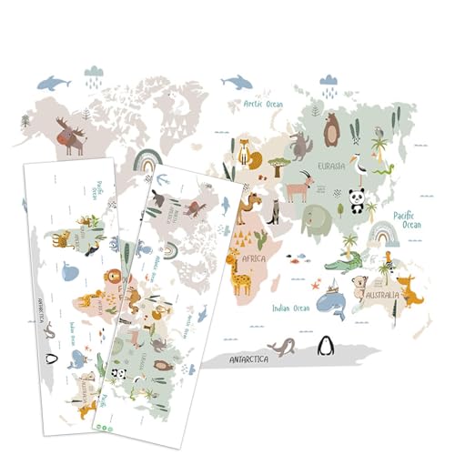 Alyxiavia Worldmap - Adesivo da parete, adatto per aule, asilo e cameretta dei bambini, autoadesivo