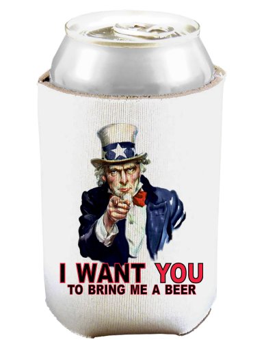 Uncle Sam I Want You to Bring me a Beer Can and Bottle Insulator Cooler - White 2 PACK