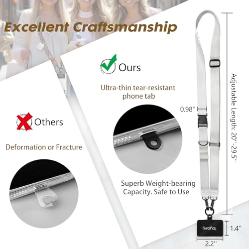 Image of Icycay Phone Lanyard Crossbody Strap Neck Adjustable Teacher Women White | for Cell Phone Case Keys ID Badges, Anti Theft, Multifuctional, Phone Holder, Travel Hiking Essential Accessories, Gifts