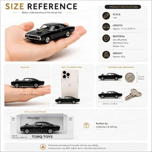 Image of 1:64 Scale Die Cast Muscle Car Model, Premium Metal Collectible Vehicle with Display Box, Detailed Miniature Car for Collectors, Display, Decoration & Gifting