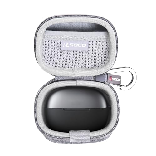 Étui pour Shokz OpenFit RLSOCO - Sac de transport rigide gris avec porte-clés pour écouteurs sans fil