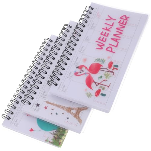 MUCKLILY Agenda Élève 3 Pièces Couverture en Pp et Papier, Planificateur Hebdomadaire Portable pour Organisation Scolaire et Écriture Fluide