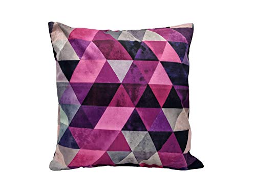 Image of Khooti Velvet Cushion Cover, 10x10 (Triangular Pink)(Pack of 1)