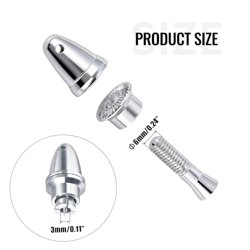 ZOWZEA 6 Pack RC Propeller Adapter, 3mm Motor Shaft Aperture to 6mm Output Axle, Aluminum Bullet Spinner Prop Saver for RC Airplane Brushless Motors DIY Parts