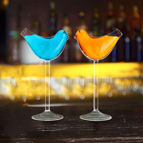 Copas de cóctel transparentes Tofficu de cristal con diseño de pájaro para fiestas 5