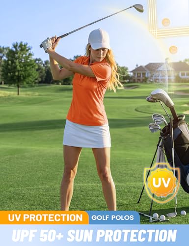 Image of TACVASEN Women's Golf Polo Shirts Short Sleeve UPF 50+ Sun Protection Golf Shirts for Women Quick Dry Collared Polos