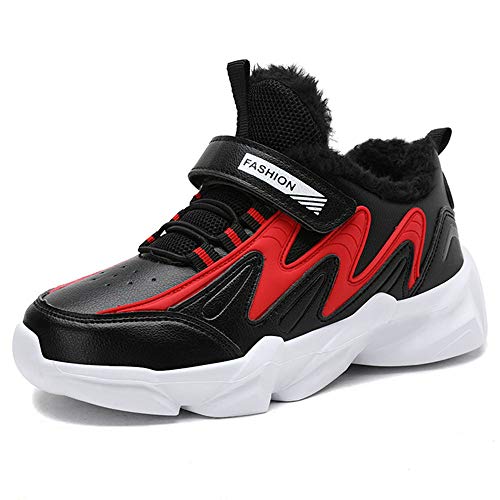 HSNA Enfant Baskets Mode Chaussures de Sport Garçons Sneakers Doublées Chaude(662-1 Noir et Rouge 26 EU) Cover