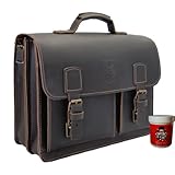 BARON of MALTZAHN Briefcase - Business bag FARADAY brown leather - Made in Germany - leather care included