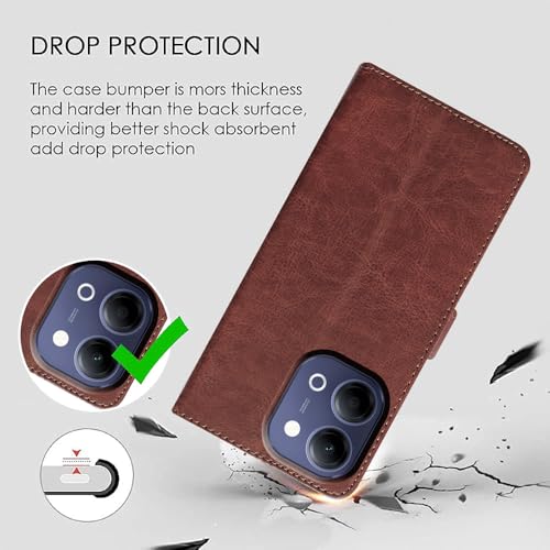 Image of Flip Cover Back Case Compatible with Vivo Y05 5G / Y11 5G / Y21 5G | Premium Leather Finish | Inbuilt Pockets & Stand | Flip Cover Back Case for Vivo Y05 5G / Y11 5G / Y21 5G (Brown)