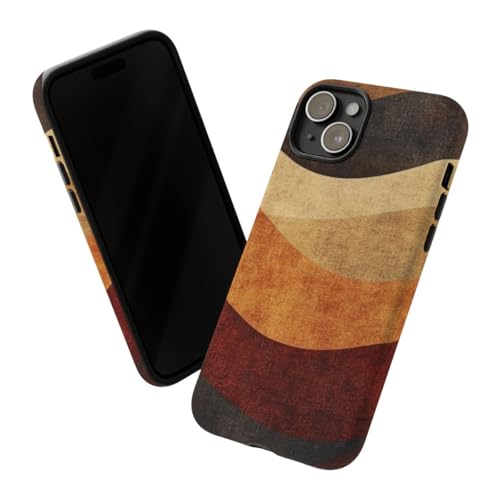 Coque rigide mate iPhone 15 Plus marron vagues abstraites