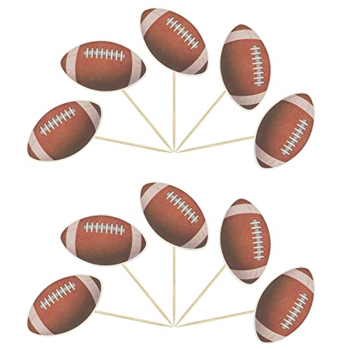 Gyufise 36Pcs American Football Cupcake Toppers Rugby Ball Cupcake Picks Sports Ball Theme Cake Decorations for Super Bowl Sports Theme Baby Shower Kids Boys Girls Birthday Party Supplies - Thumbnail 3