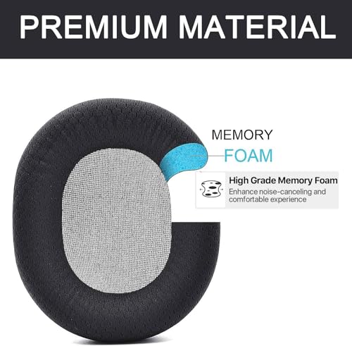 Image of Street27 Ear Pads Cushion Compatible with SteelSeries Arctis 3 / Arctis 5 / Arctis 7 Arctis 9 / Arctis 1 / Arctis pro Wireless Gaming Headphones, Black Fabric Earpad with Noise Isolation Foam - Black