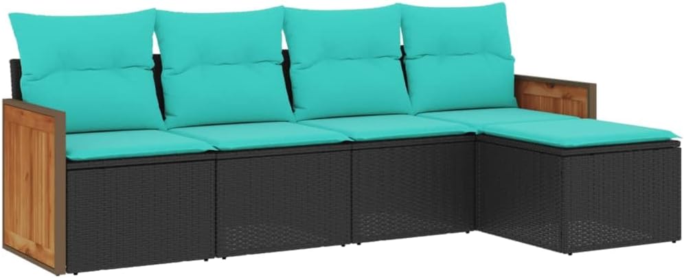 Patio Sofa Set Black Sofa with Blue Cushions Furniture Set