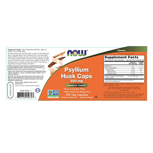 Now Psyllium Husk 500Mg, 200 Capsules (Pack Of 3) #TOP1