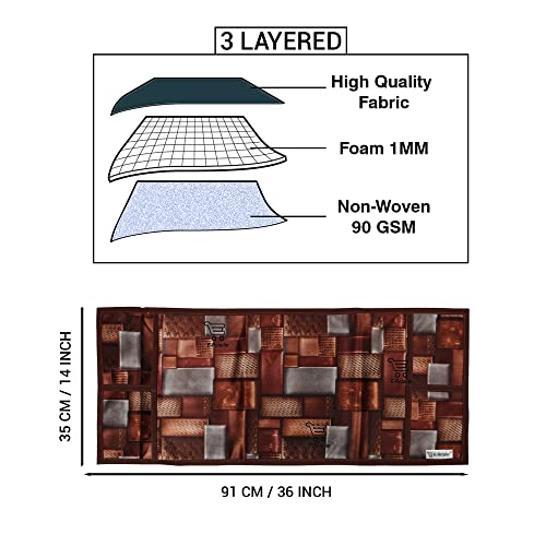 Image of Polyester 3-Layered Digital Printed Microwave Oven Top Cover With 4 Utility Pockets Suitable for Upto 30 Liter (Brown, Size-36x14 Inches)