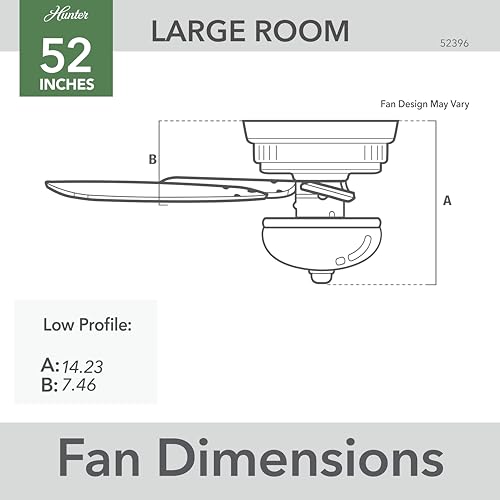 Image of Hunter Newsome, Indoor, Ceiling Fan, with LED Light, 52 inch, Matte Black