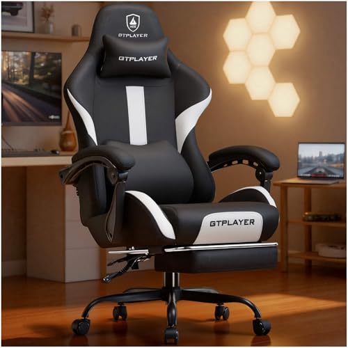 GTPLAYER Gaming Chair with Foot Rest & Pocket Spring...
