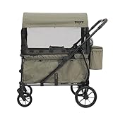 Keenz Viva 2-Passenger Compact Foldable Stroller Wagon with Canopy, Hybrid Push Pull Handle, EVA Wheels, and Storage – Lightweight Stroller Wagon for Toddlers and Kids, Green