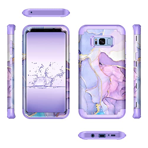 Miqala MI0073-01 For Galaxy S8 Case,Marble Design Three Layer Heavy Duty Shockproof Hard Plastic Bumper +Soft Silicone Rubber Protective Case For Samsung Galaxy S8,Purple thumb #1