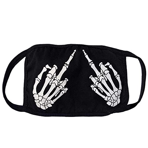 kreepsville 666 Fashion Face Mask Costume Vanity Covering (Skeleton Middle Finger) Black