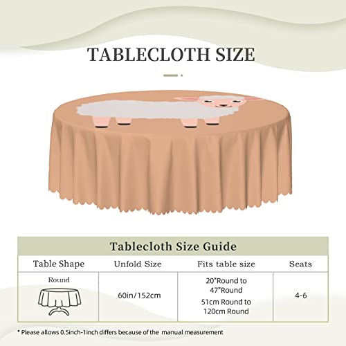 Pooedso Cute Sheep Tablecloths 60In Round Lace Waterproof Family Table Cover Tablecloth Kitchen Outdoor Party Decoration Tablecloths #TOP4