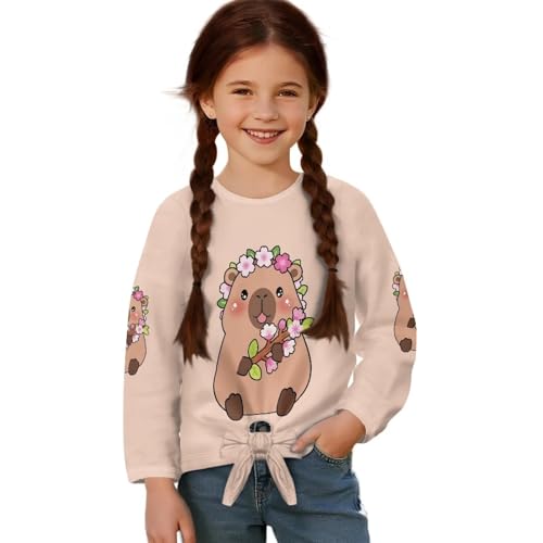 Ystardream Girls Long Sleeve Shirts Crewneck Winter Tops with Tie Hem Fall Clothes3