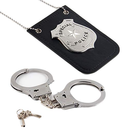 COOLJOY Police Pretend Play Toy Set Dress Up Pretend Play Accessory Police Badge and Handcuffs for School Classroom,Stocking, Birthday Party Favor Supplies