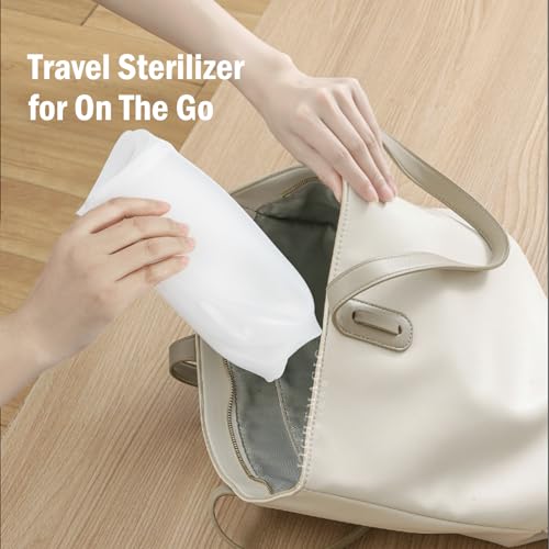 Image of Silicone Travel Bottle Sterilizer Bags | 2000ml Microwave Steam Sterilizer Bags for Baby Bottles, Breast Pump & Pacifiers, Reusable Steam Sterilizing Bags for Travel and Home Use (Clear Milk White)