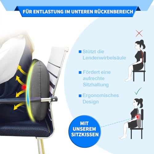 Nevife Aufblasbares Donut Sitzkissen, Orthopädisches Sitzkissen mit Höhenverstellung - Weiches & Atmungsaktives Druckentlastungskissen für Büro, Homeoffice, Autofahrten und Lange Sitzzeiten