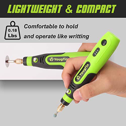 Yougfin Rotary Tool,3.6V Li-Ion Cordless Power Rotary Tool Kit,Led Work Light,3 Adjustable Speed Modes 5000-15000Rpm, With 44 Accessories For Carving, Cleaning, Grinding, Sanding, Polishing #TOP6