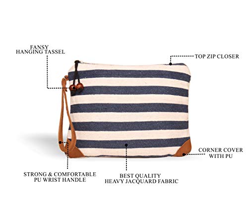 Image of ASTRID Cotton Pouches (Black and Blue Striped)