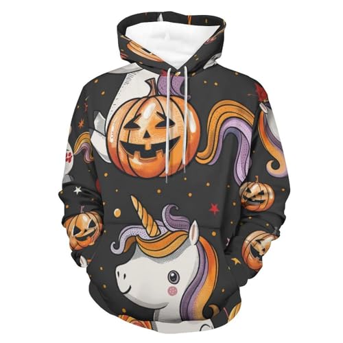 Sweat à capuche licorne citrouille pour homme et femme en taille S