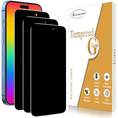 Kesuwe [3 Pack] Privacy Screen Protector for iPhone 16 Pro Max, Anti Spy, Anti Scratch, 9H Hardness, Ultra Resistant, Bubble Free, Case Friendly, Easy Installation Cover