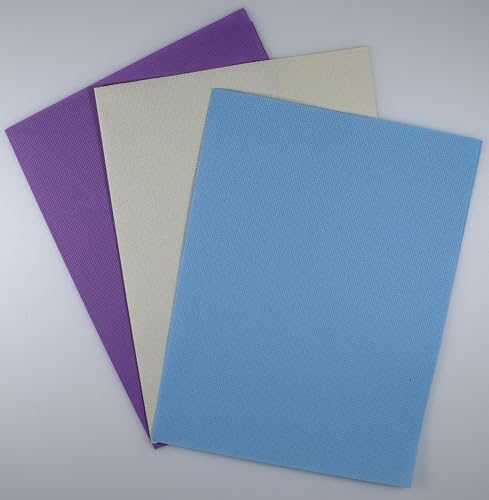 Image of KCS 3 pc of 12 inch x 18 inch(30cmx45cm) 16CT Counted Cotton Aida Cloth Cross Stitch Fabric (Cream+Light Blue+Lavender)