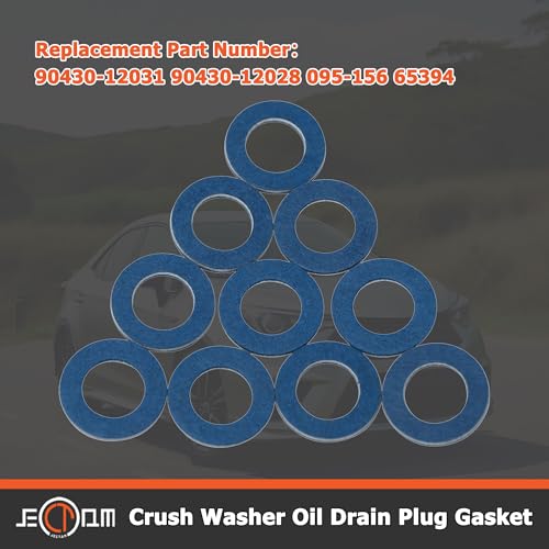 Image of 90430-12031 10 PCS Crush Washer Oil Drain Plug Gasket Crush Washer Compatible with Toyota Lexus Scion Aluminum Oil Drain Plug