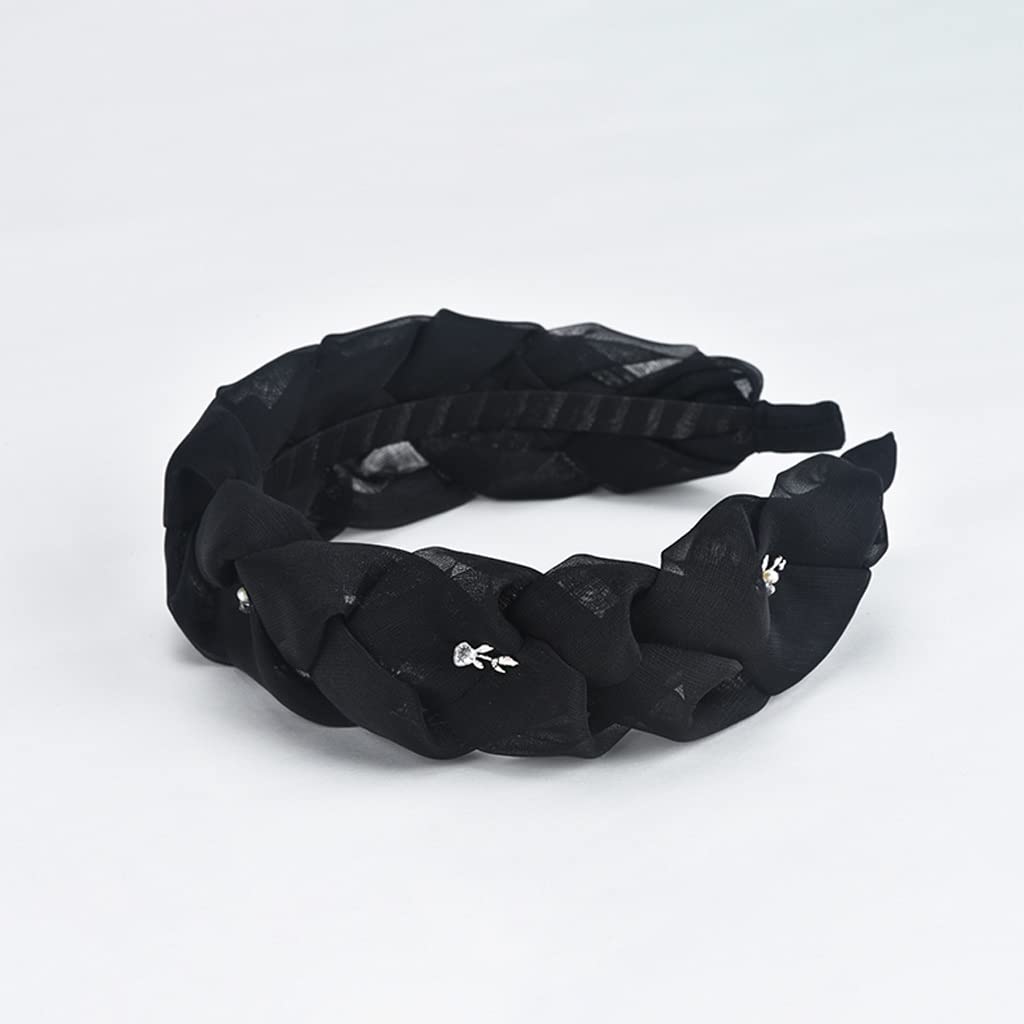 HIHELO Cintas para el Pelo de Cola de Caballo Hairband Retro Lady Girls Hairband Cumpleaños Diadema Negro Delicate Hairband Decoración Accesorios para el Cabello