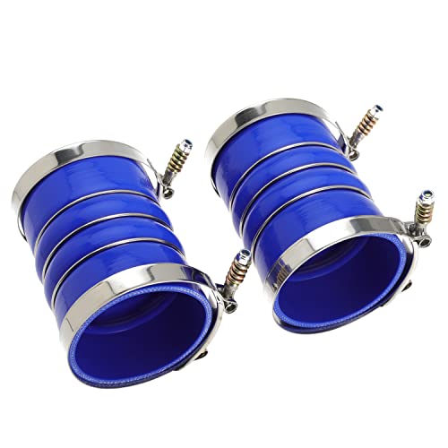 Image of Silicone Charge Air Cooler Hump Hose Boot Set 4 inch X 6 inch 4 inch with T Bolt Clamp Blue (Pack of 2)
