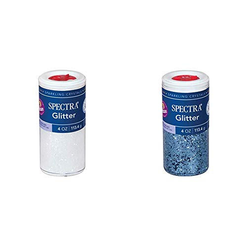 Pacon Spectra Glitter Sparkling Crystals, Clear, 4-Ounce Jar (91830) & Spectra Glitter Sparkling Crystals, Sky Blue, 4-Ounce Jar (91670)