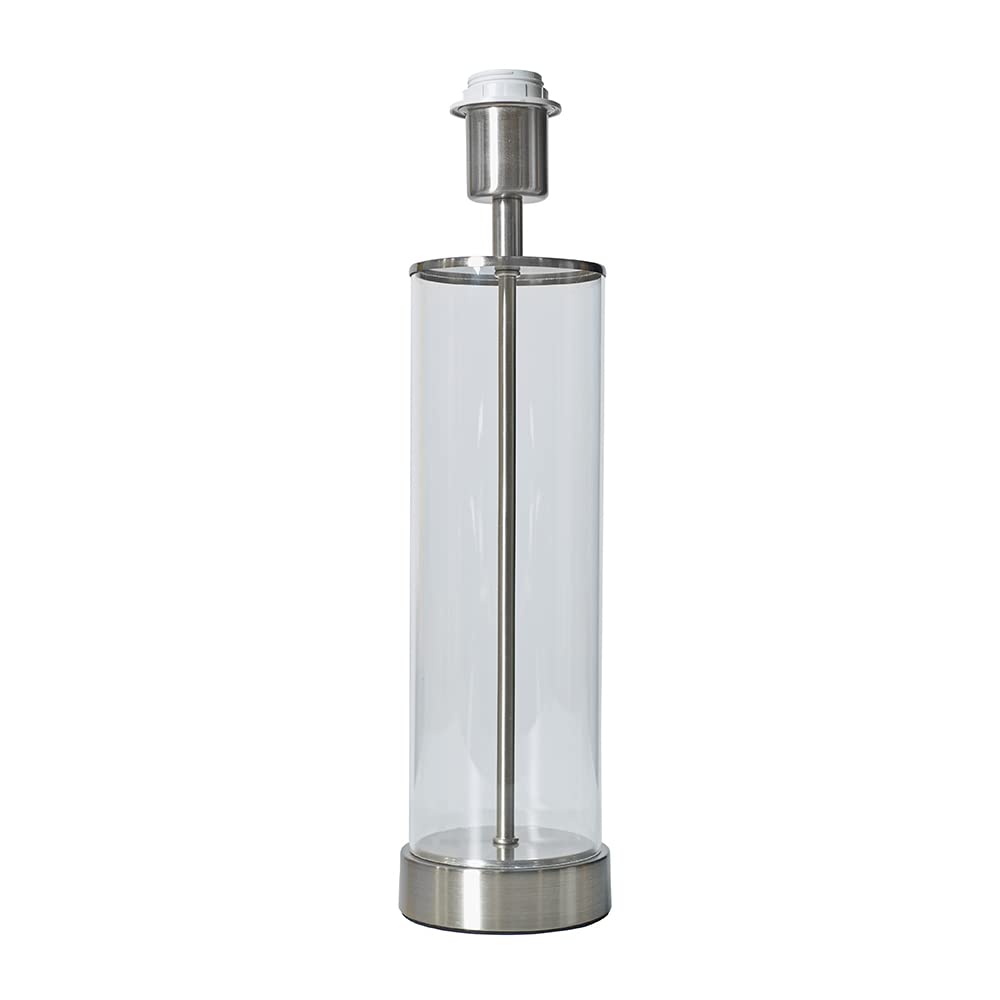 Minisun Base Only | Contemporary Brushed Chrome & Clear Tube Table Lamp Base | Table Lamps, Home Décor & Improvement Essential